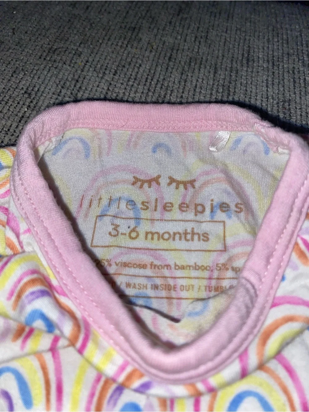 Little Sleepies Pastel Rainbows Bamboo Zippy 3-6M EUC
